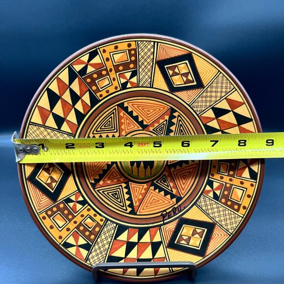 Vintage Handmade Cusco Peru Alpaca Pottery Plate 8.5” Wall Hanging Art Decor - Picture 8 of 8